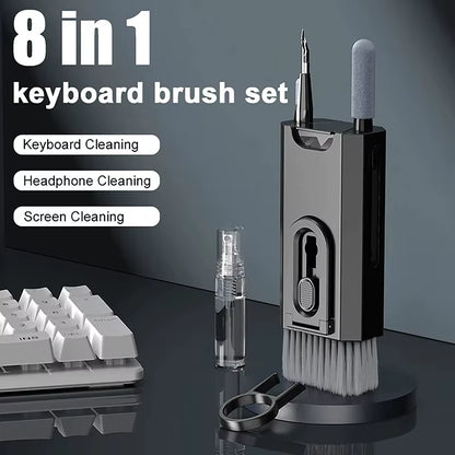 8-In-1 Cleaner Kit Computer Keyboard Cleaner Brush Kit Earphone Cleaning Pen for Airpods Headset Phone Clean Tools Keycap Puller