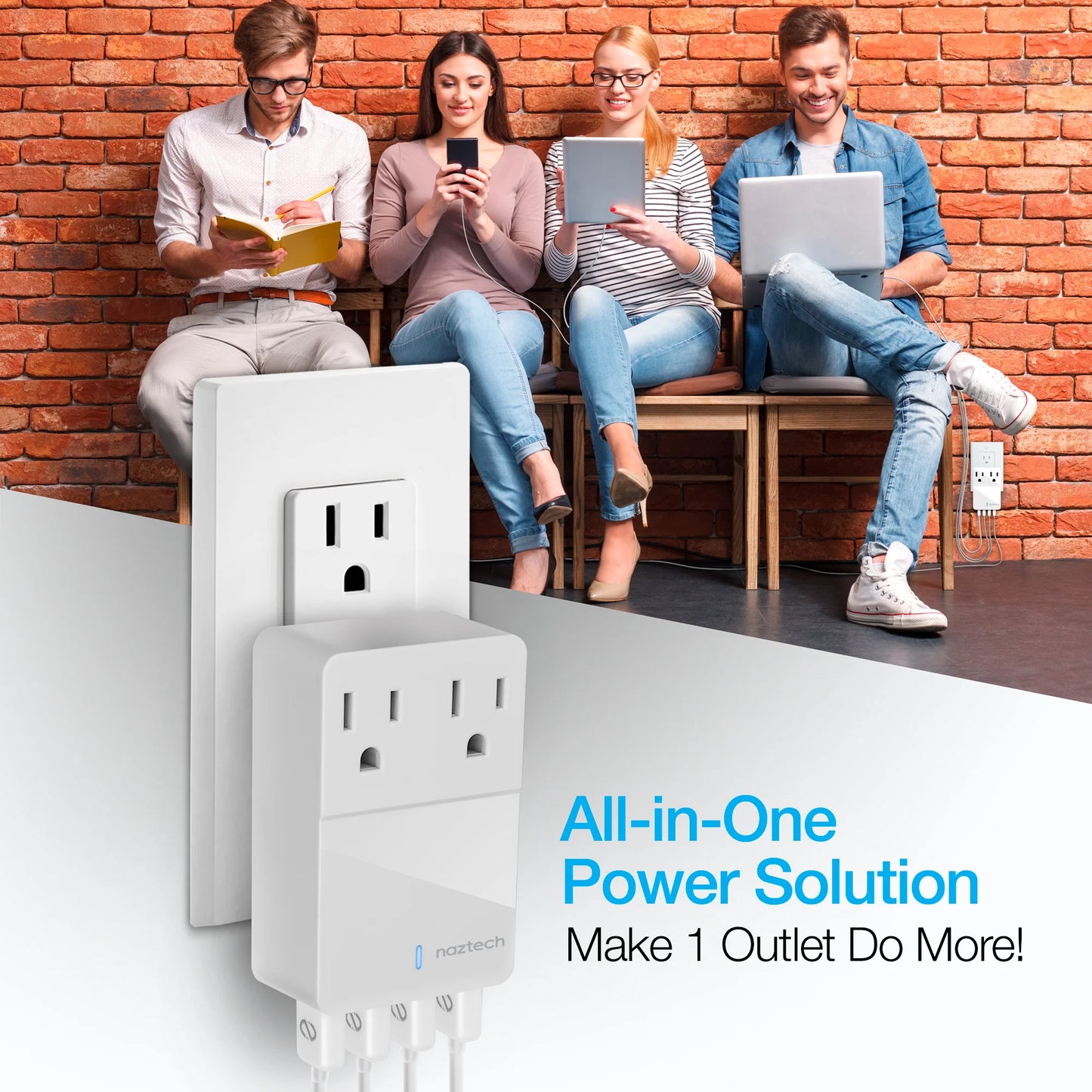 Naztech Fast Multi-Device Charger- 2 Outlets + 4 USB Port